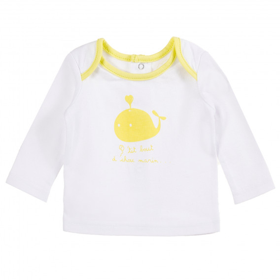Bluză albă din bumbac cu design galben pentru fetițe Tape a l'oeil 171365 