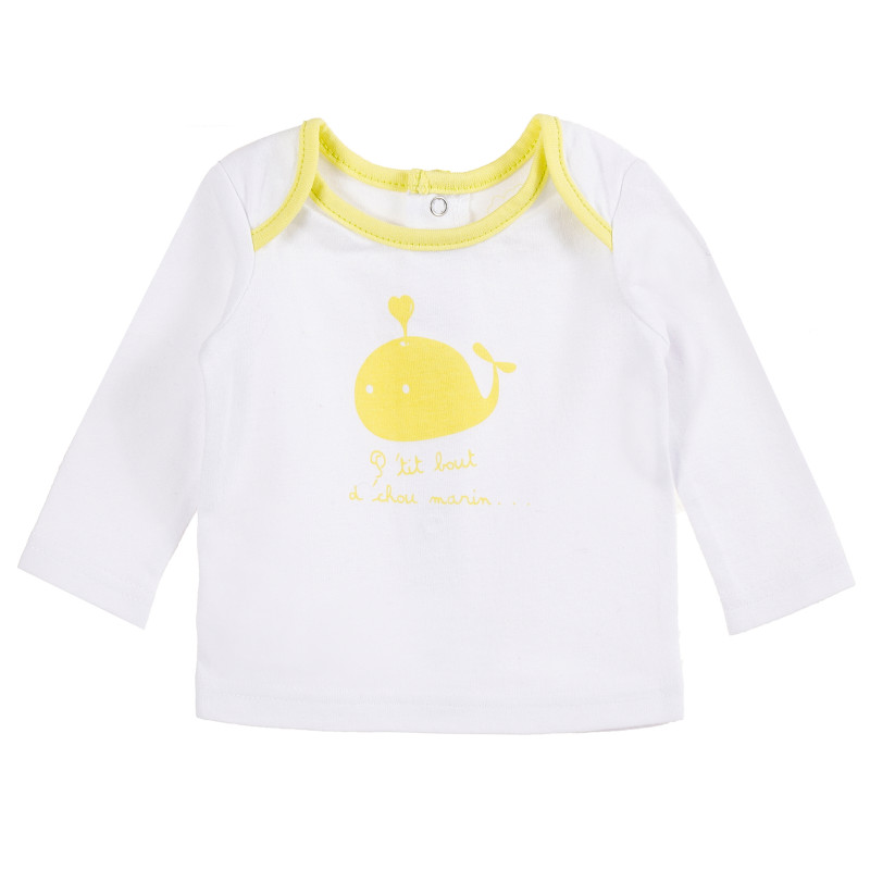 Bluză albă din bumbac cu design galben pentru fetițe  171365