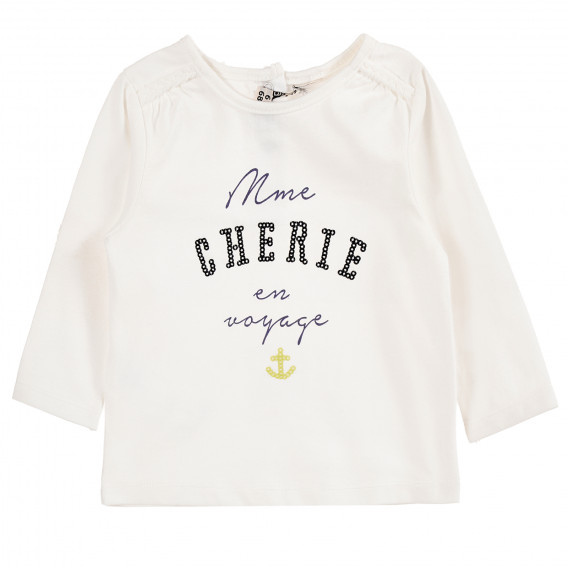 Bluză albă pentru bebeluși din bumbac cu imprimeu pentru fete Tape a l'oeil 171369 