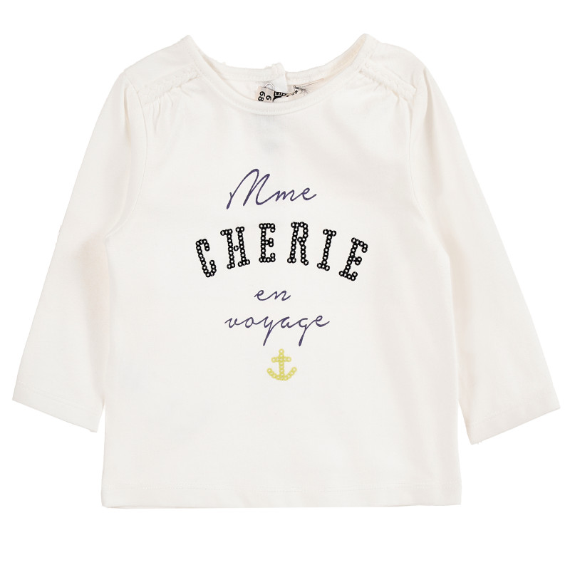 Bluză albă pentru bebeluși din bumbac cu imprimeu pentru fete  171369