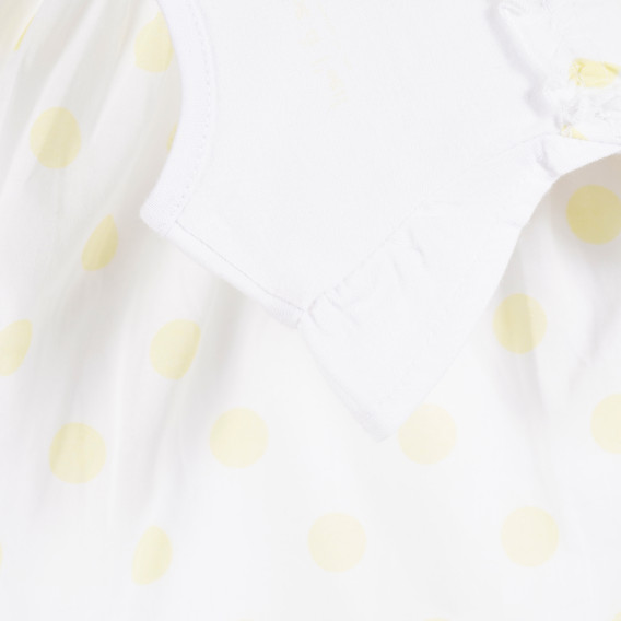 Rochie din bumbac pentru fetițe, albă cu puncte galbene Tape a l'oeil 171419 2