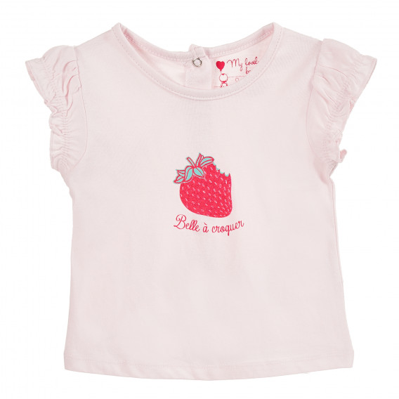 Bluză roz din bumbac cu imprimeu căpșune, pentru fetițe Tape a l'oeil 171425 