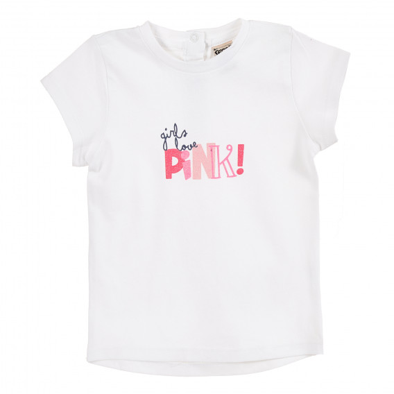 Tricou din bumbac alb cu imprimeu pentru fetițe Tape a l'oeil 171441 