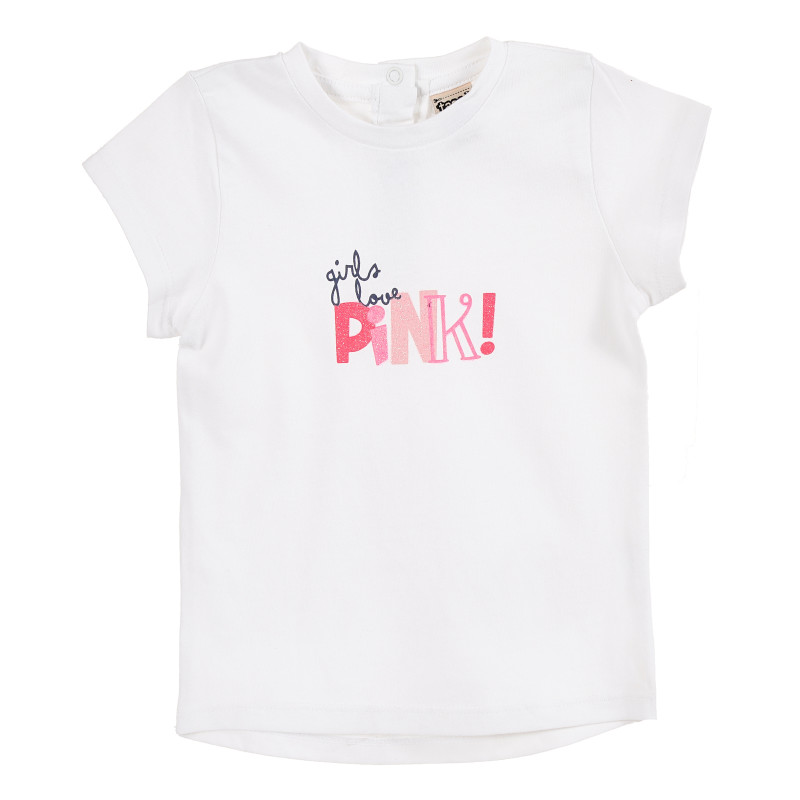 Tricou din bumbac alb cu imprimeu pentru fetițe  171441