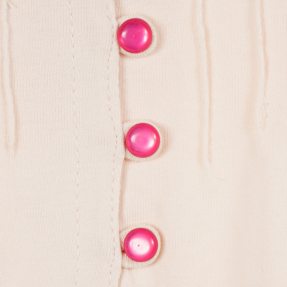 Rochie din bumbac bej cu nasturi roz, pentru fetițe Tape a l'oeil 171634 3