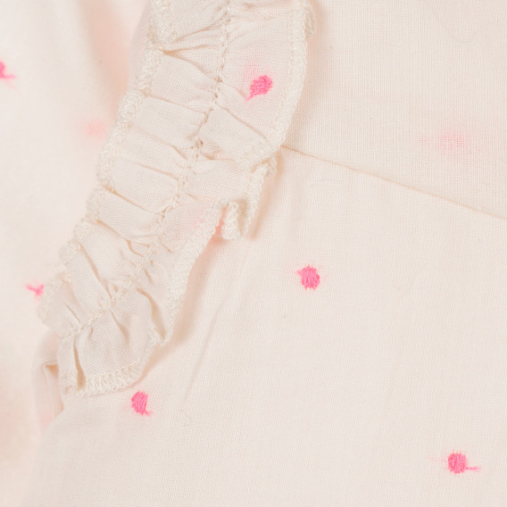Rochie de bumbac bej, cu buline roz, pentru fetițe Tape a l'oeil 171670 3