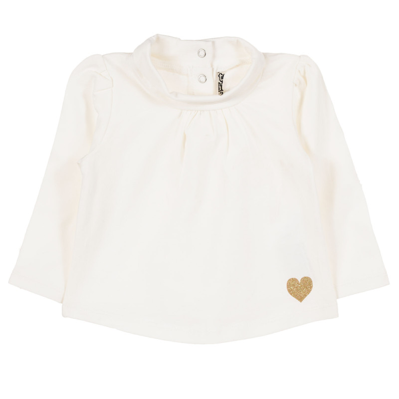 Bluză din bumbac de culoare albă, cu detaliu auriu, pentru fetițe  171708