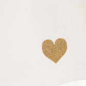 Bluză din bumbac de culoare albă, cu detaliu auriu, pentru fetițe Tape a l'oeil 171709 2