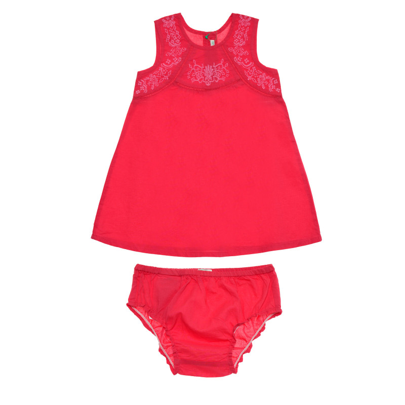 Set - rochie din bumbac și chiloți roz, pentru fetițe  171787