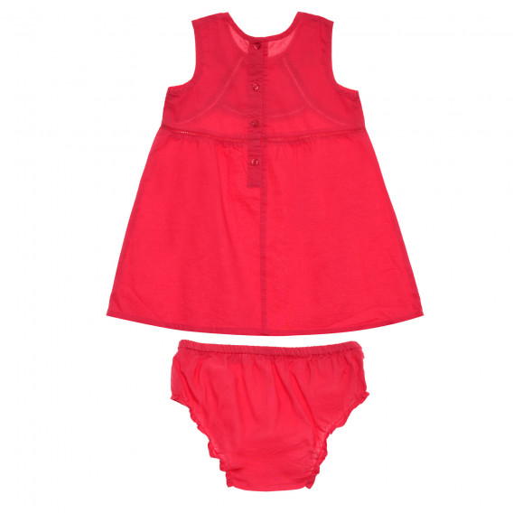 Set - rochie din bumbac și chiloți roz, pentru fetițe Benetton 171790 4