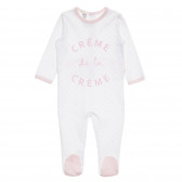 Salopetă din bumbac alb cu roz, pentru bebeluși Benetton 171848 