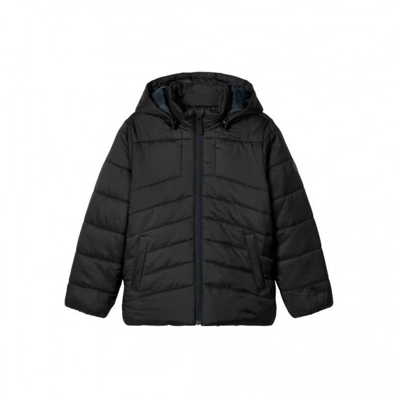 Jachetă neagră, din puf, cu glugă detașabilă pentru băieți  171930