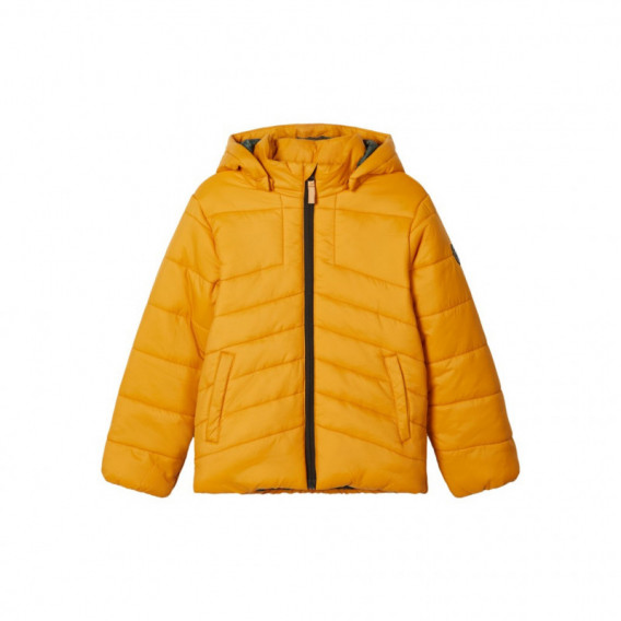 Jachetă galbenă din puf, cu glugă detașabilă pentru băieți Name it 171942 