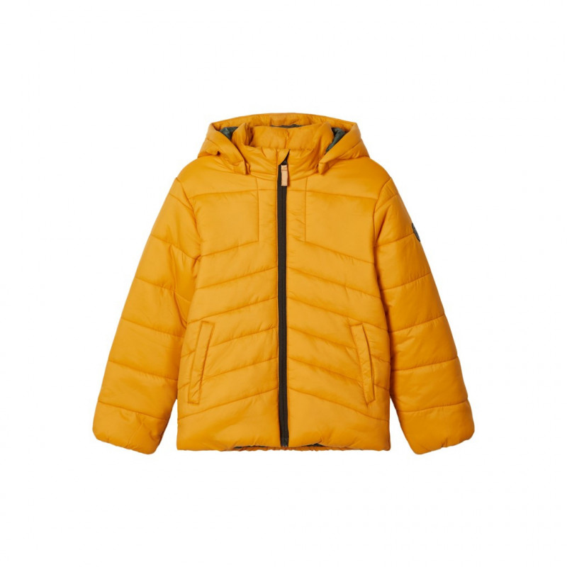 Jachetă galbenă din puf, cu glugă detașabilă pentru băieți  171942