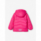 Jachetă din puf roz cu glugă detașabilă pentru fete Name it 172002 4