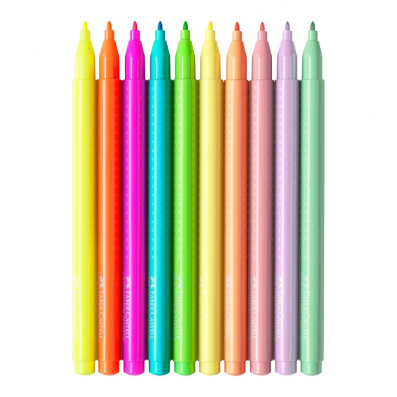 Carioci cu vârf rotund - 5 culori neon și 5 culori pastel Faber Castell 172424 2
