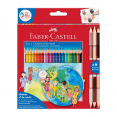 20 culori - 3 creioane cu acuarelă dublă Grip 2001 Faber Castell 172430 
