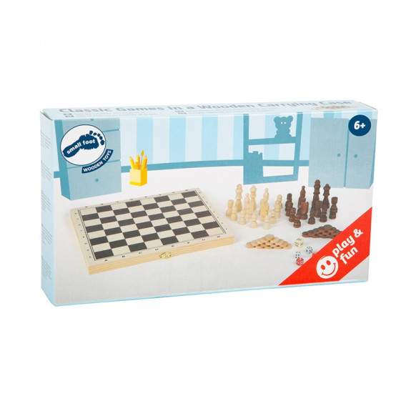 Jocuri de șah, table și zaruri - 3 în 1 într-o cutie de lemn Small Foot 172474 3