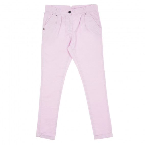 Pantaloni din bumbac violet deschis cu nasture decorativ pentru fete Tape a l'oeil 173110 