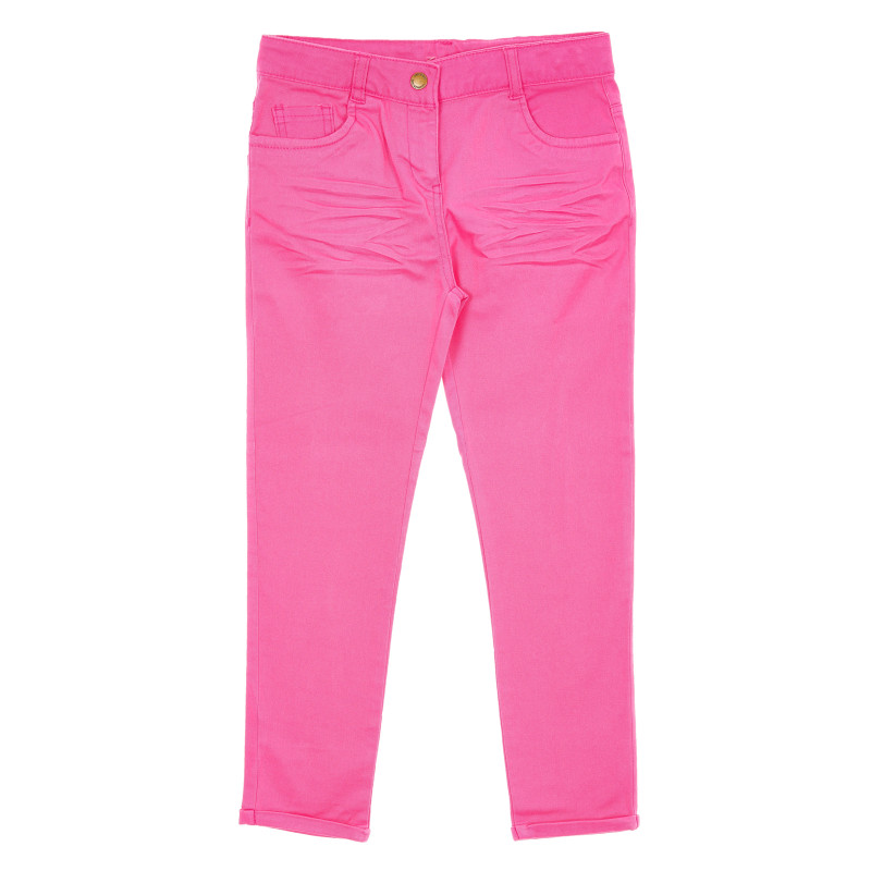 Pantaloni de culoare roz cu nasture și buzunare pentru fete  173150