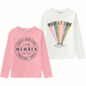 Set de două bluze cu mâneci lungi, alb și roz, pentru fete Name it 173176 2