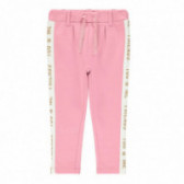 Pantaloni din bumbac roz cu margine albă pentru fete Name it 173199 2