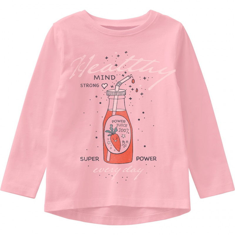 Bluză din bumbac cu mâneci lungi și imprimeu pentru fete, roz  173211