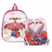 Set de rucsac și geantă cu imprimeu flamingo pentru fete Arditex 173226 2