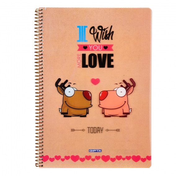 Notebook Love Deer, A 4, 80 coli, rânduri largi, maro Gipta 173275 