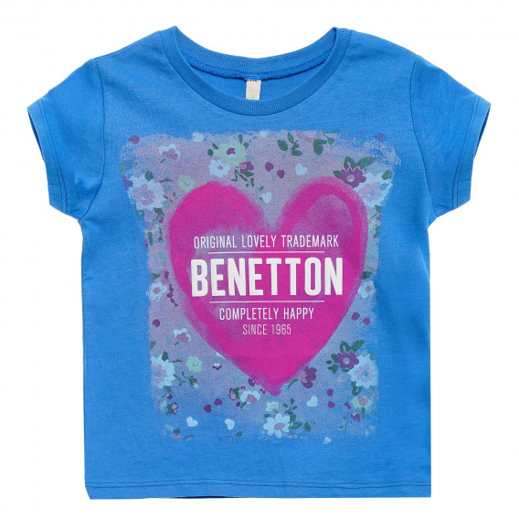 Bluză din bumbac cu mânecă scurtă, culoare violet pentru fete Benetton 173752 7