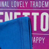 Bluză din bumbac cu mânecă scurtă, culoare violet pentru fete Benetton 173754 9