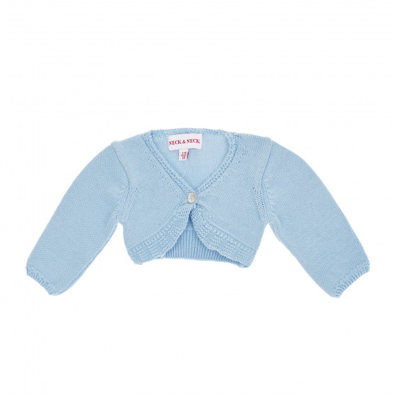 Cardigan tricotat din bumbac pentru bebeluși în albastru pentru fete Neck & Neck 174083 