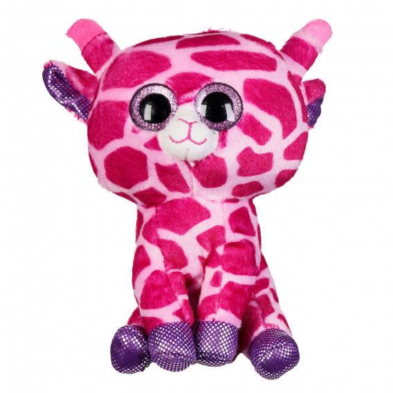 Girafă de pluș cu ochi brocart - roz, 18 cm Amek toys 174154 4