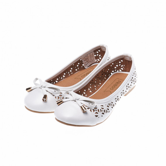 Pantofi balerini cu panglică albă Friboo 17511 