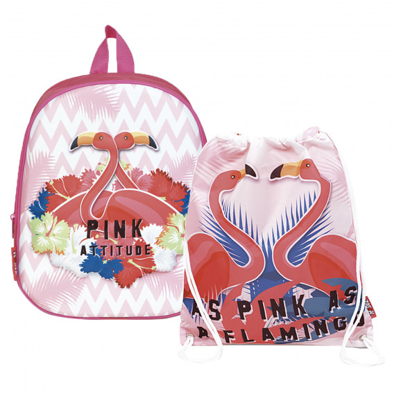 Set de rucsac și geantă cu imprimeu flamingo pentru fete Arditex 175311 