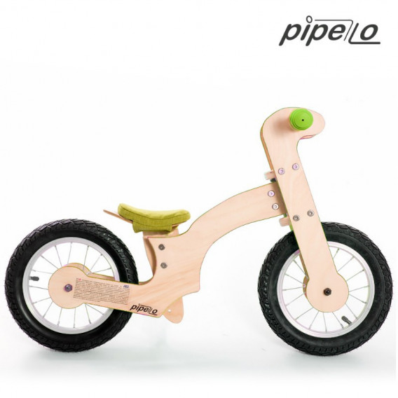 Bicicletă de echilibru din lemn, Crin, 12 ", culoare: verde Pippello Bikes 175632 