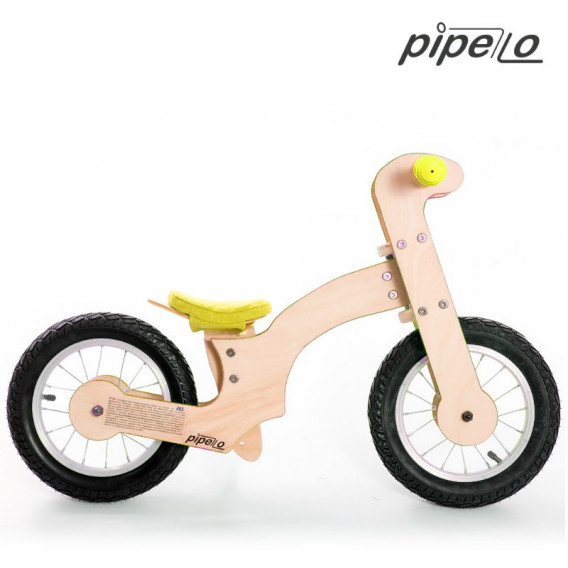 Bicicletă de echilibru din lemn, Crin, 12 ", culoare: galben Pippello Bikes 175636 