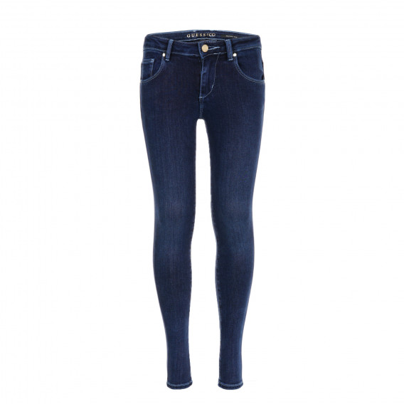Jeans cu cusături decorative pentru fete, albastru Guess 175872 