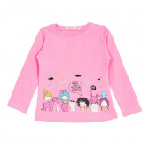 Bluză din bumbac cu imprimeu color pentru fete, roz Acar 176148 