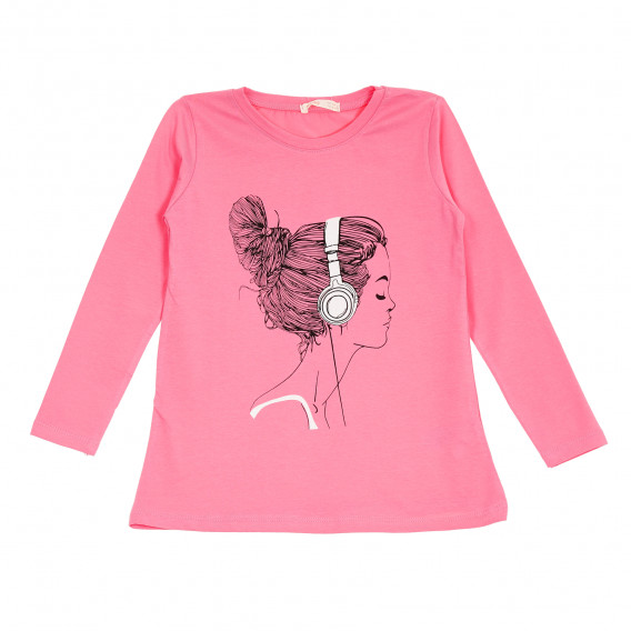 Bluză cu mâneci lungi și imprimeu grafic pentru fete, roz Acar 176164 