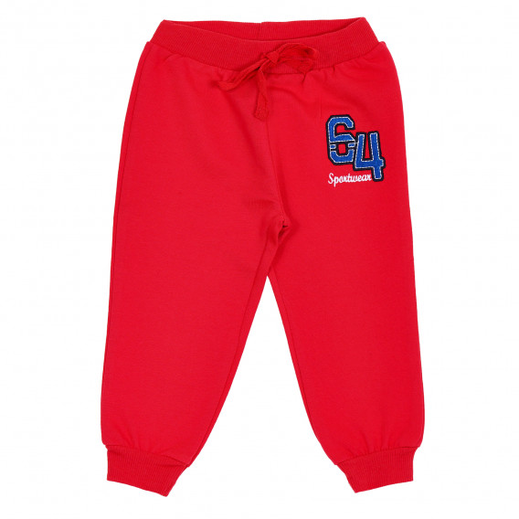 Pantaloni sport cu inscripție 64 pentru băieți, roșu Acar 176292 