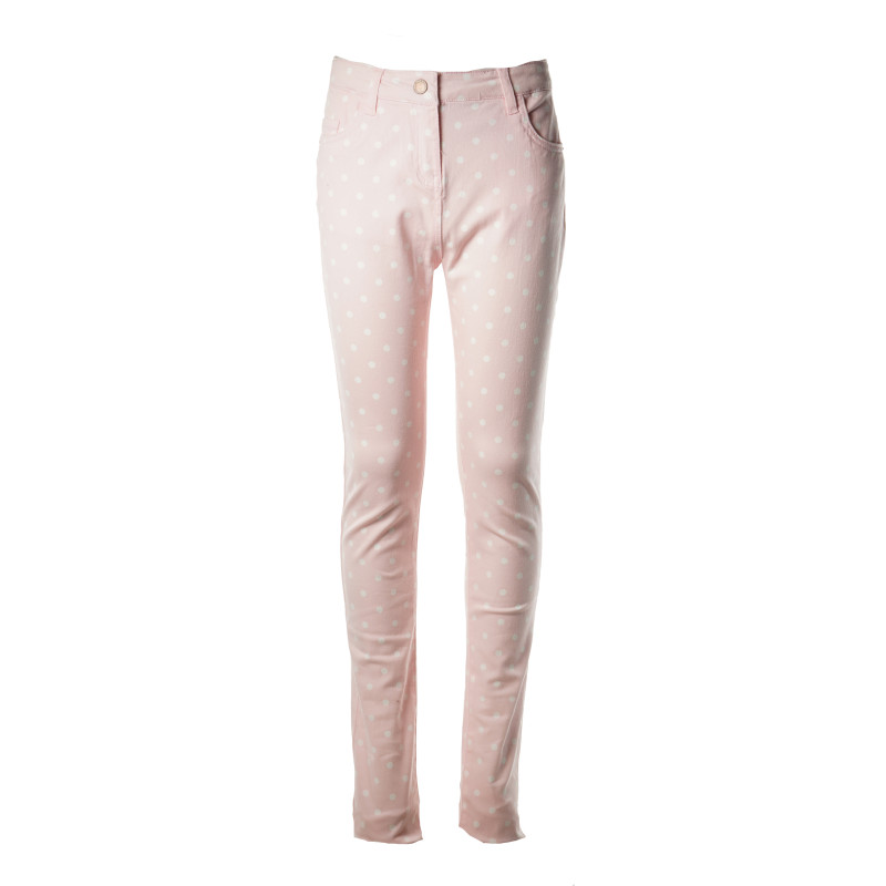 Pantaloni din denim roz cu puncte albe, pentru fete  176546