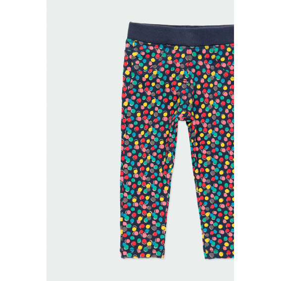 Pantaloni din bumbac cu imprimeu punctulețe, pentru fete, albaștri Boboli 176980 3