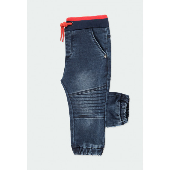 Jeans din bumbac cu accente roșii pentru băieți, albastru Boboli 177002 4