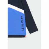 Bluză din bumbac cu mâneci lungi și dungă albă pentru băieți, albastră Boboli 177088 4