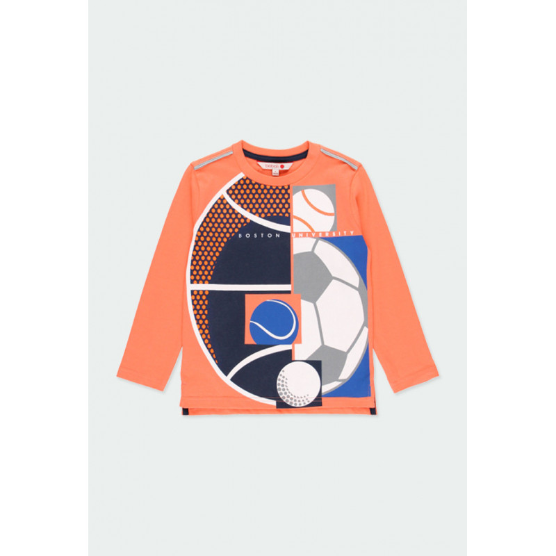 Bluză din bumbac cu mâneci lungi și imprimeu bile, pentru băieți, portocaliu  177090