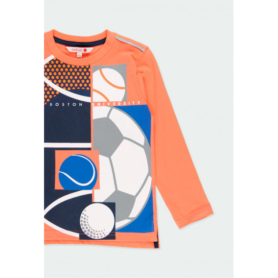 Bluză din bumbac cu mâneci lungi și imprimeu bile, pentru băieți, portocaliu Boboli 177092 3
