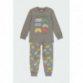 Pijamale din bumbac din două piese cu mâneci lungi pentru băieți, gri Boboli 177138 