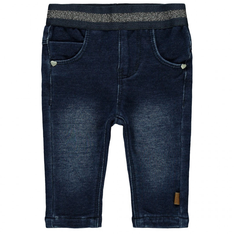 Jeans uzați cu talie elastică pentru fete, albastru  177290