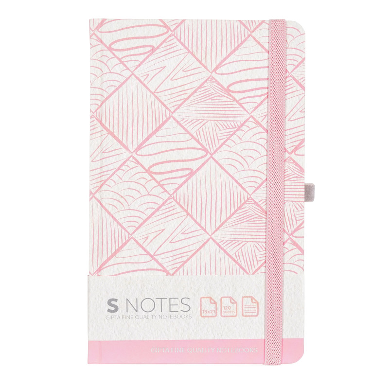 Caiet S notes, cu elastic, 13 X 21 cm, 120 coli, rânduri largi, roz  177718